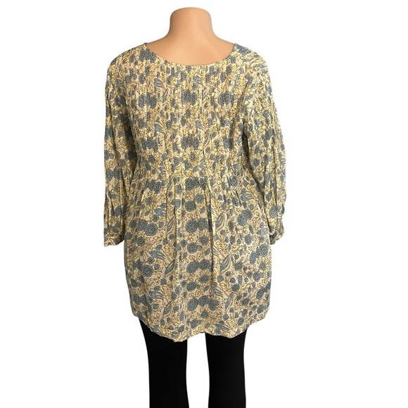 3/$30 🍂 Dolma Alya Floral Top Tunic Cotton Blue & Cream - Picture 6 of 10